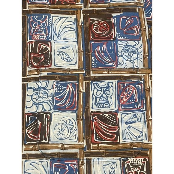 JOE KEALOHA'S REYN SPOONER Small Hawaiian Tiki CottonShirt SS Window Pane - Picture 6 of 6